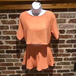 Coral peach set top & skirt size small